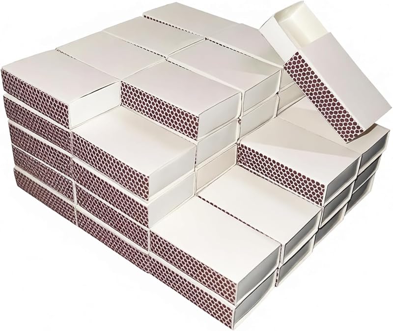 50 Pcs Blank Matches Containers NO Matches - White DIY Match Holder with Double-Sided Striker | Bulk Blank Match Boxes 2.24 x 1.42 x 0.59 Inches for Wedding, Holiday, Birthday Party Favors