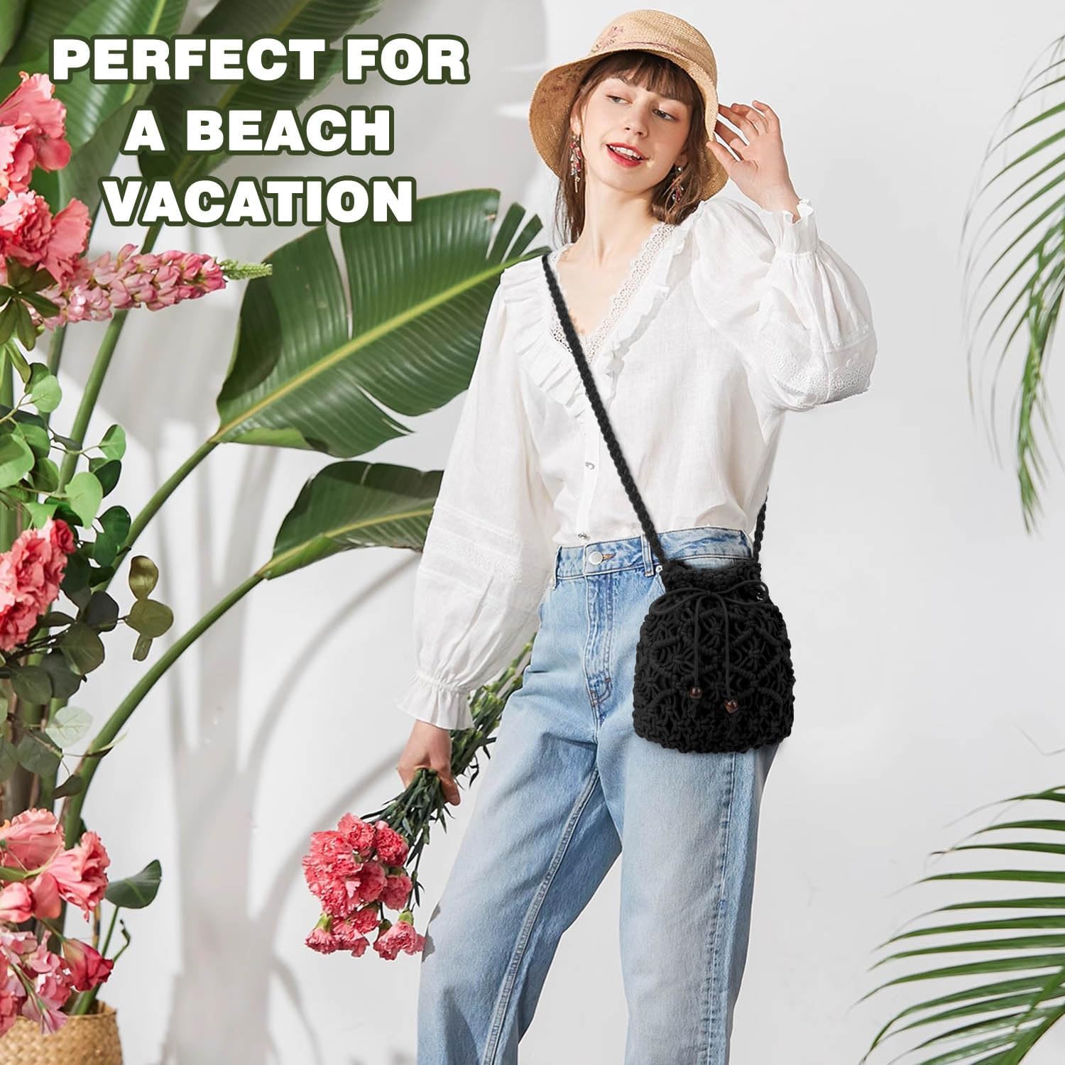 Straw Handbags Purses Crossbody Pocketbook Bag Casual Woven Beach Bags Summer Hobo Hippie Chic Tote Bags with Chain - Image 5