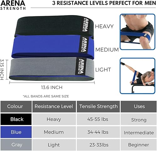 Miniatura 4 de Arena Strength Bandas de tela para glúteos - Bandas de ejercicio de tela para piernas y glúteos | Bandas de resistencia de tela | Bandas de Gris,