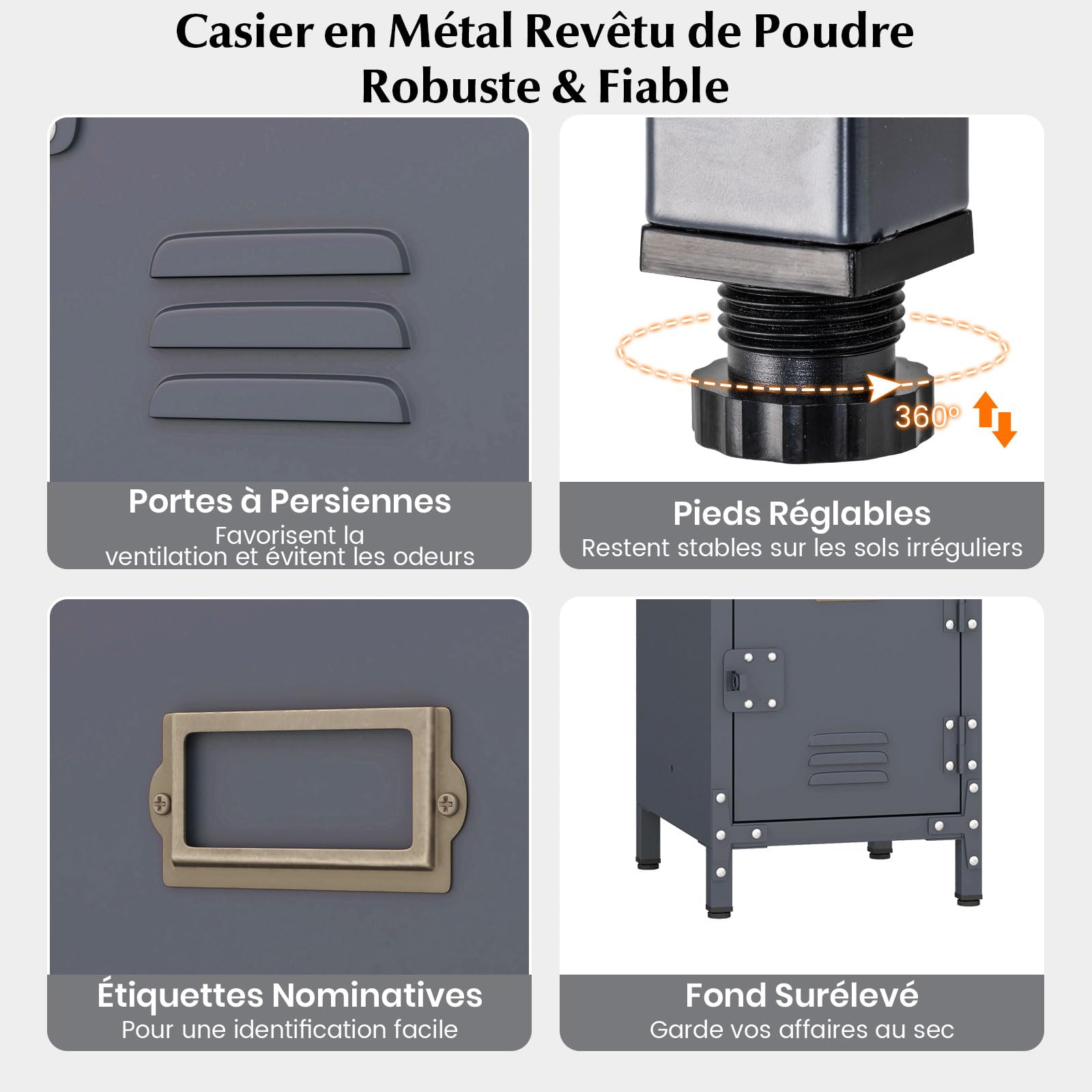 GOPLUS Casier Vestiaire Metallique à 3 Portes Verrouillables, 30x36x100 CM, Armoire Vestiaire Industriel, Combinaison Personnalisé avec Étagère Verticale Empliable, Idéal pour Bureau, École, Garage