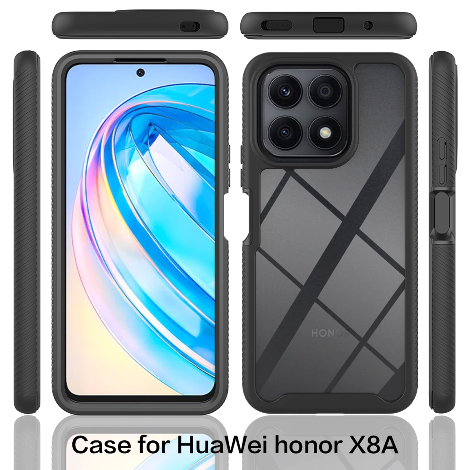 Custodia Per Honor X8A Trasparente 360° - Cover Full Body In Silicone Antishock E Impermeabile (Viola)