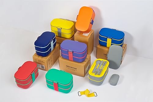 Miniatura 7 de HÄMTMAT Lonchera Bento para adultos, contenedores japoneses para adultos, juego de lonchera para preparación de comidas, lindo recipiente apilable,