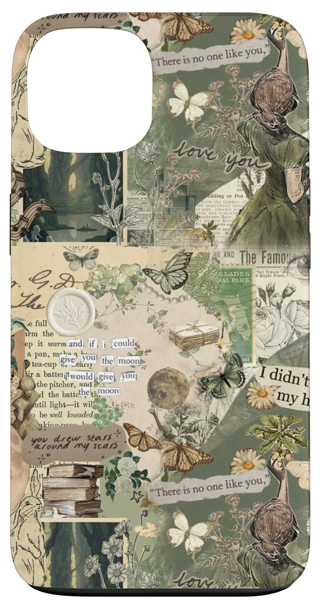 Cottagecore Green Nature Book Lover Aesthetic Collage Art Case for iPhone 13