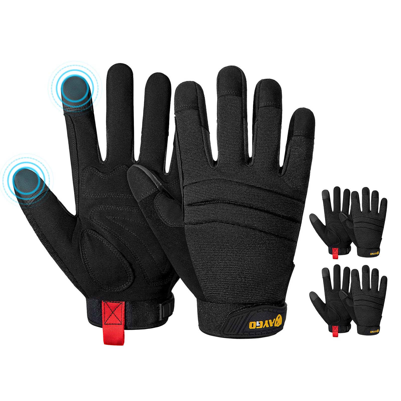 KAYGO Work Gloves for Men KG125M Touch Screen Mechanics Gloves for All Purpose Excellent Grip Heavy Duty High Dexterity