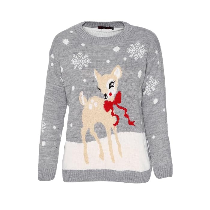 Cute Young Deer Ladies Christmas Jumper 