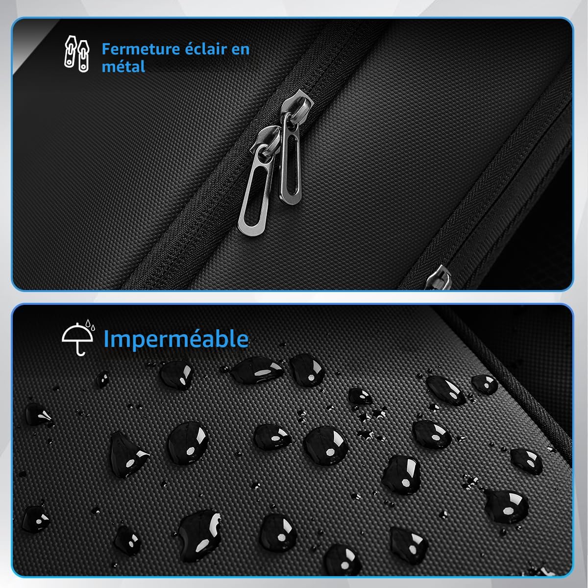 Sacs à Dos Pour Ordinateur Portable 15.6 Pouces Imperméable Sac a Dos Homme d'Affaire Elegant pour Voyage Travail Loisir Collège-Noir