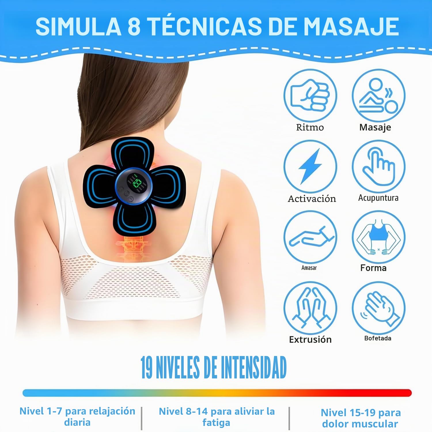 TENS Alivio del dolor, Máquina digital, TENS para alivio del dolor, Estimulador muscular inalámbrico, Para espalda, cuello, rodilla, artritis y dolores musculares