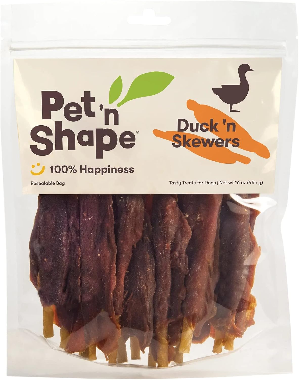Pet 'n Shape Chik 'n Skewers – Duck Wrapped Rawhide Chew Dog Treats - 1 Pound