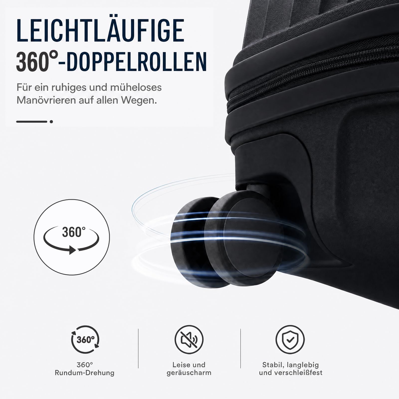 Mariner Leichter Handgepäck Koffer S 55 x 36 x 21 cm, Carbon Black | PP-Hartschale, hochwertig & robust, 360°-Doppelrollen, klare Innenaufteilung