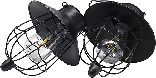 Miniatura 2 de YAKii Paquete de 2 faroles solares colgantes impermeables de metal para exteriores con luz blanca cálida para decorar patio, jardín, camino, patio,