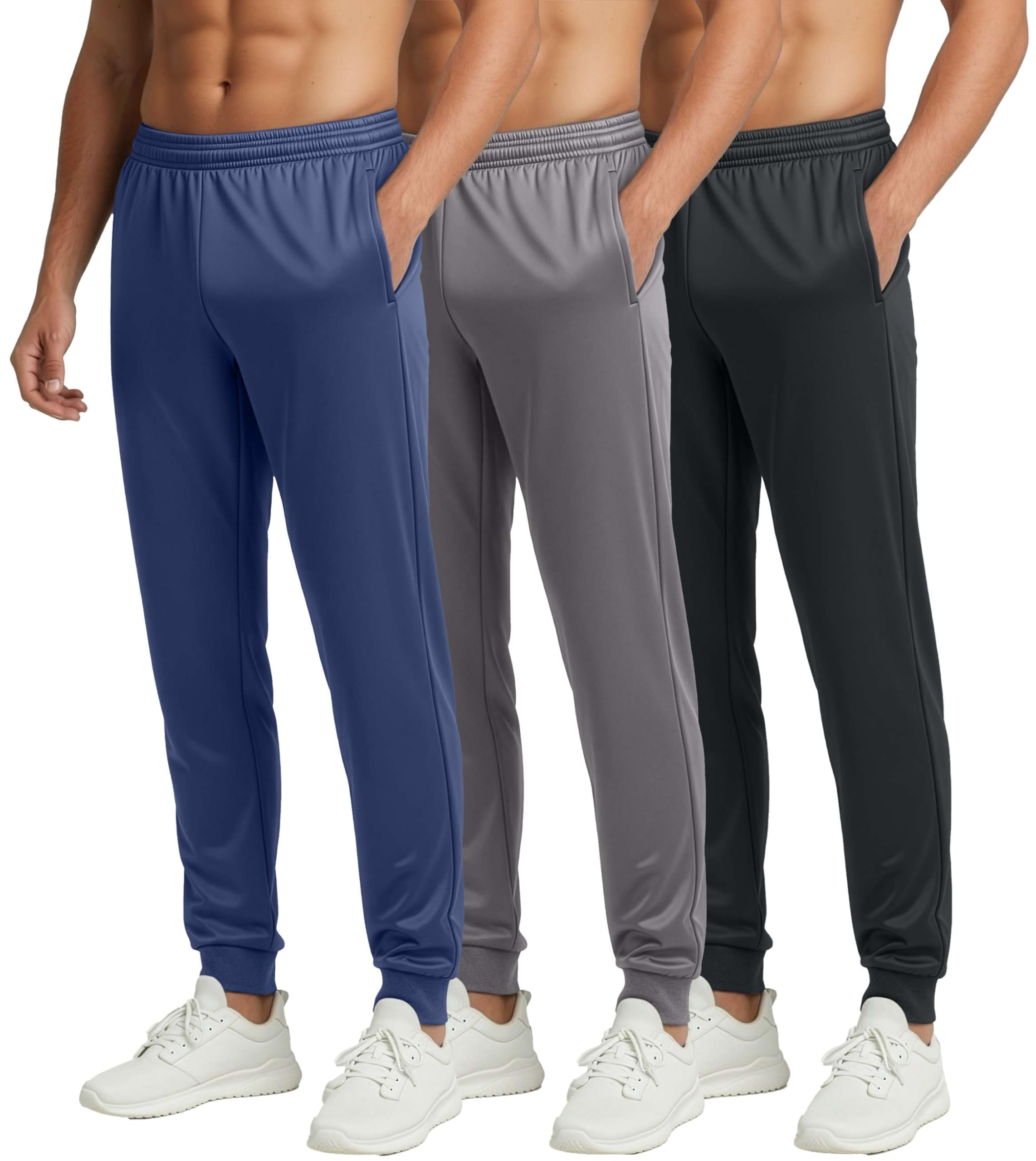 Real Essentials 3 Pack: Men's Tricot Active Athletic Jogger - Running Sweatpants Workout Gym with Pockets (Big & Tall)