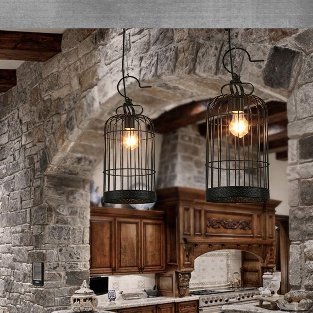 Black Chaner Light Fixture Iron Bird Cage Chaner, Restaurant Creative Bar Metal Chaner Personality Retro Nostalgic Industrial Wind Decorative Lights