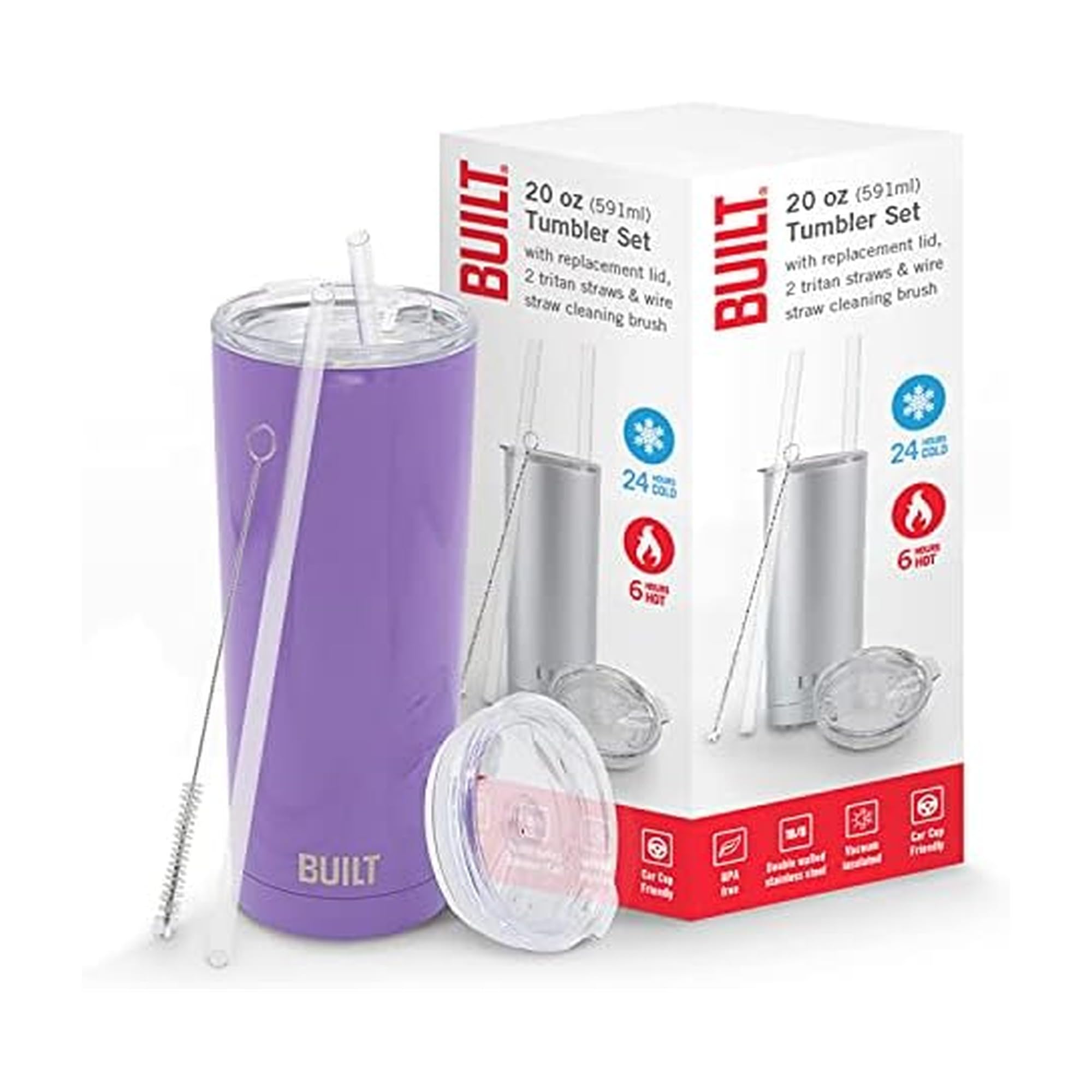 Built Not Bought Stainless Steel 20 Oz Travel Tumbler, Vacuum