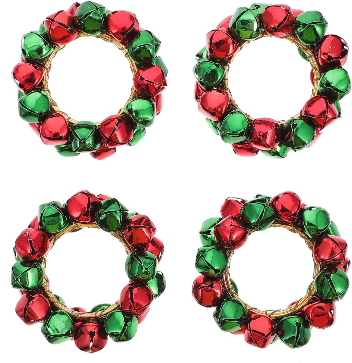 Yardwe 4Pcs Christmas Napkin Rings, Jingle Bell Napkin Ring Holder for Wedding Holiday Party Wedding Dining Table Settings Decoration