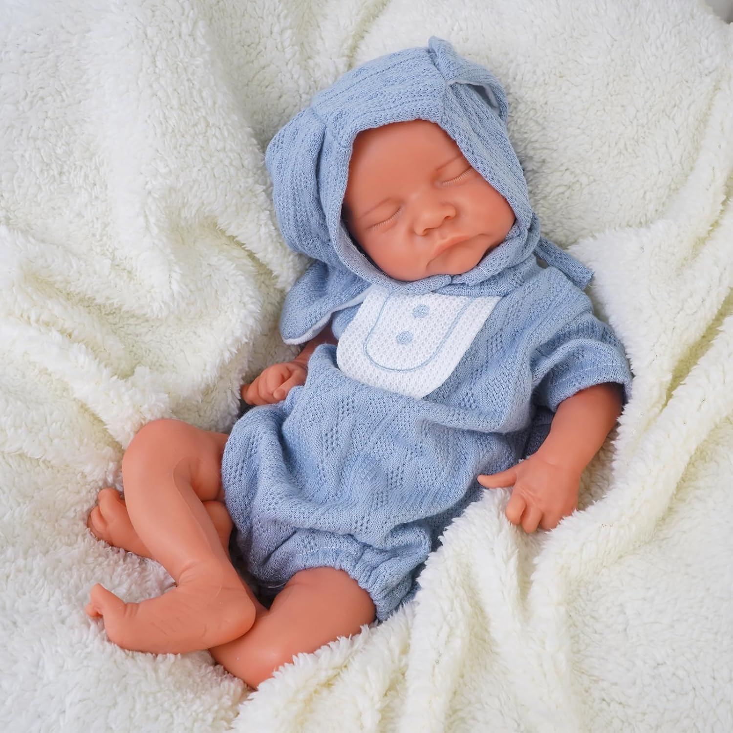 Full Silicone Reborn Baby Dolls-17 Inch Realistic Newborn Anatomically Correct Boy with Realistic Blood Vessels and Skin，Silicone Full Body Lifelike Baby,Great Gift for Children,with Gift Box