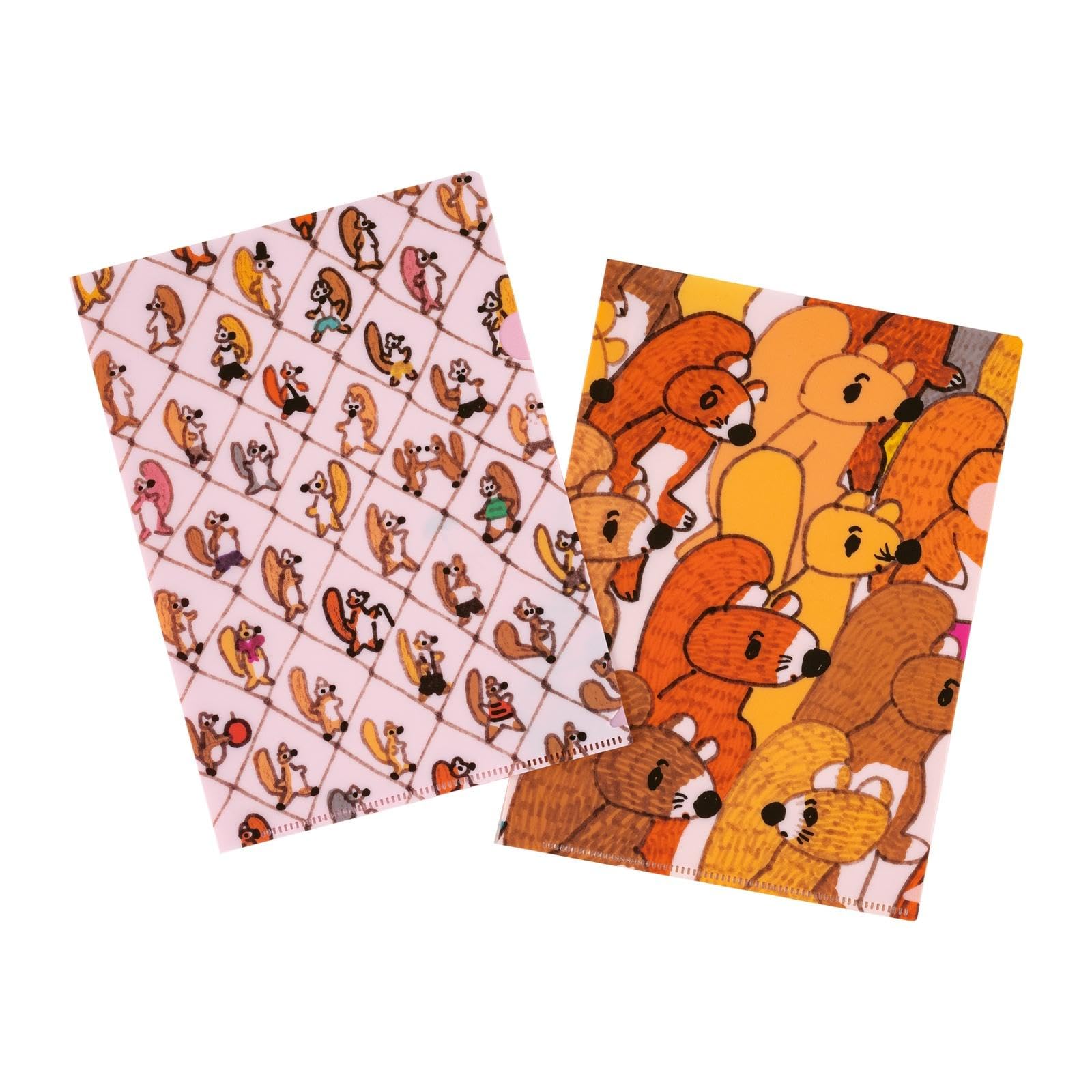 Hobonichi Techo Accessories – 100% Orange: Hobonichi Folder Set of 2 for A5 Size (Squirrel Squadron)