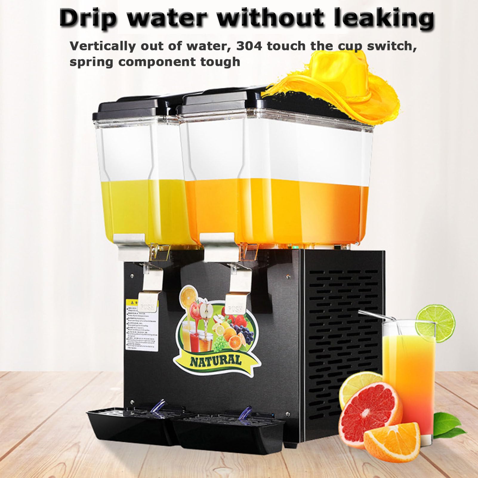 Dispensador de bebidas comercial, dispensador de bebidas transparente de acero inoxidable resistente para zumos y bebidas, ideal para desayuno, bufé, bares y hoteles