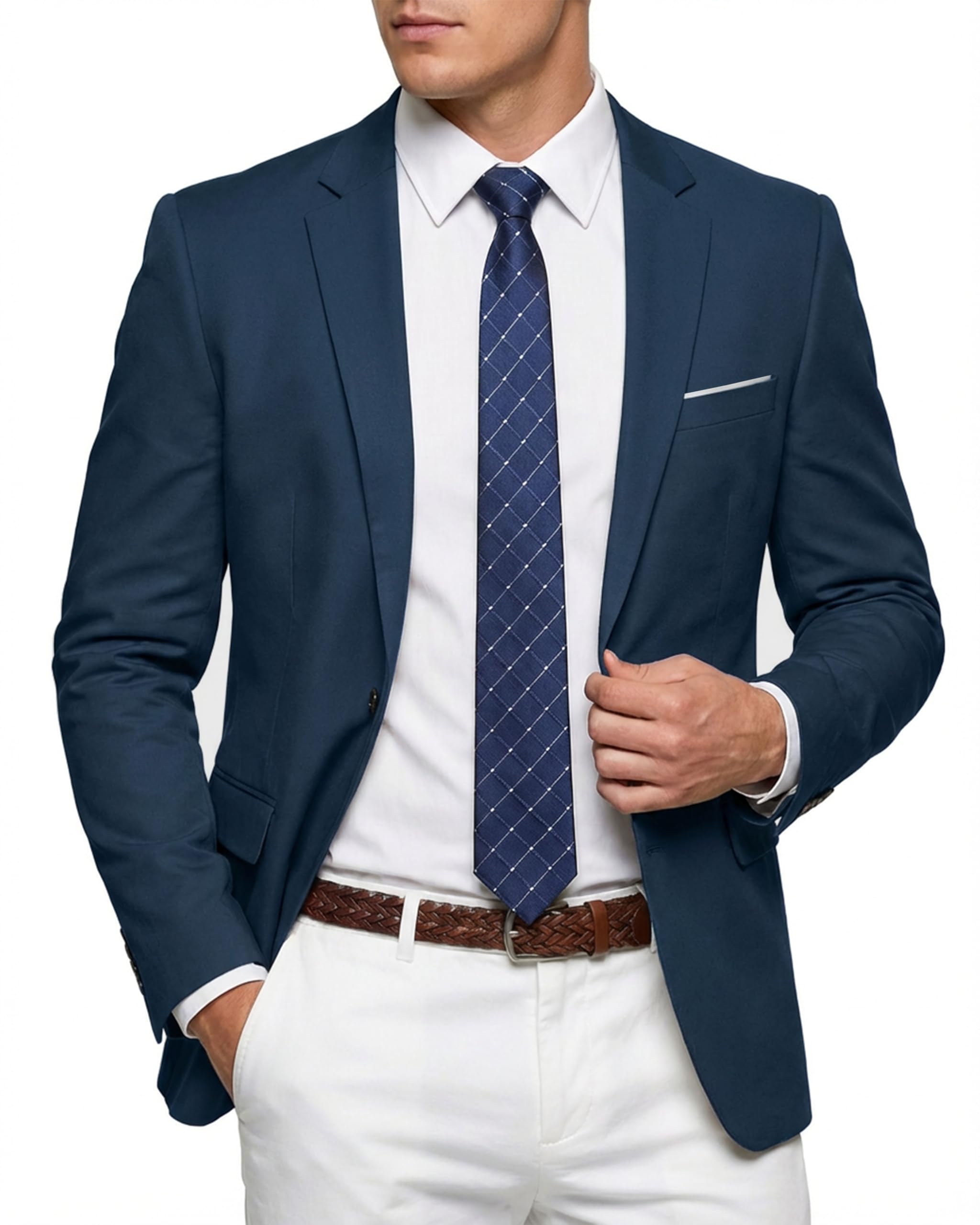 MY'S Men's One Button Jacket Blazer, Slim Fit Suit Casual Lightweight Sport Coat