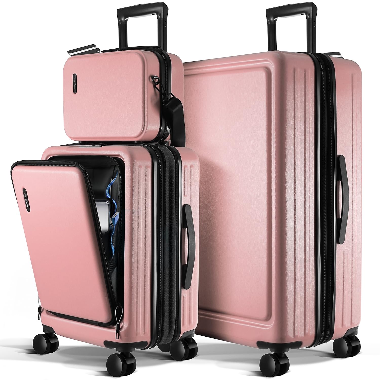 TRAVELARIM Luggage Sets 3 Piece, 20 Inch Carry on Luggage and 28 Inch Suitcases with Wheels Spinner, Durable Hard Shell Suitcase Set, Expandable Travel Suitcase, Pink