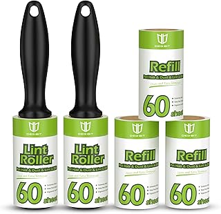 Degbit Extra Sticky Lint Rollers, Mega Value Set [300 Sheets/5 Refills] with 2 Upgraded Handles, Portable Lint Roller for ...
