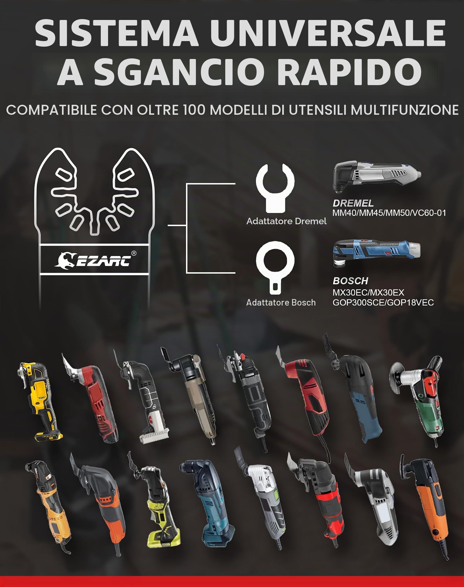 Lame per sega oscillante EZARC in titanio, extra lunghe, ideali per tagliare metallo, legno, chiodi, viti e plastica. Confezione da 10.