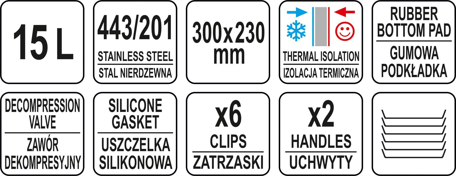 Yato – Gastro Acero Inoxidable térmica port con aislamiento, válvula de compensación de presión de selección de PU 10 litros – 35 litros thermospei Sen thermowelt llano Depósito de
