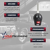 Vista 3 de Llavero de entrada sin llave control remoto compatible con Nissan Rogue Cube Juke Versa NV 2008 2009 2010 2011 2012 2013 2014 (CWTWB1U751)