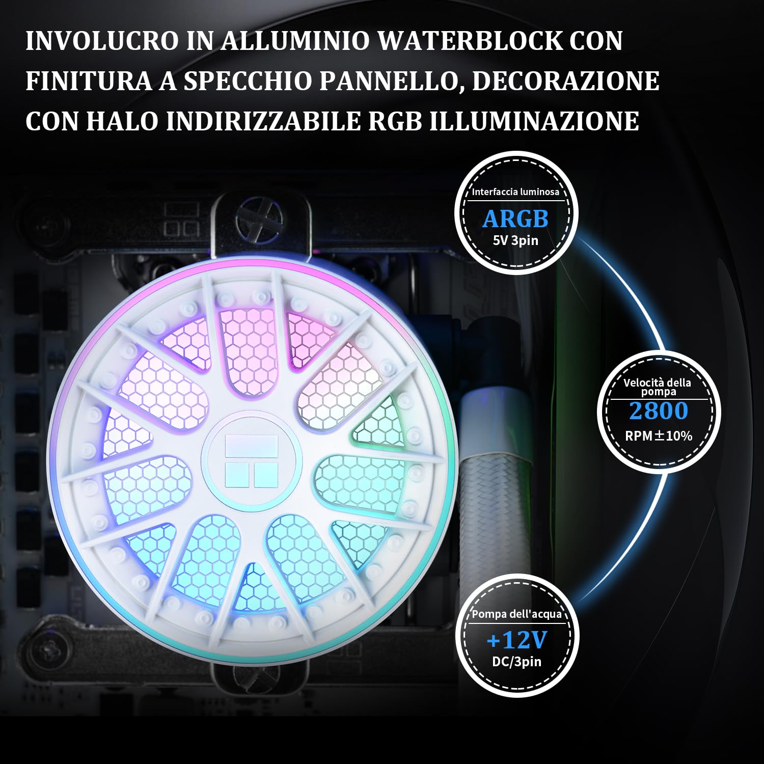 TR-AQUA ELITE 240 V6 ARGB Blanc-Refroidisseur de liquide CPU, pompe efficace contrôlée par PWM, pour AM4/AM5, Intel LGA1150/1151/1200/2011/1851/1700, radiateur intégré refroidi à l’eau-Blanc