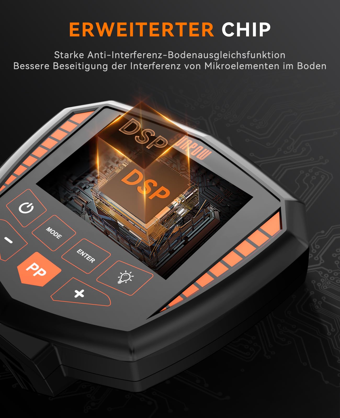 SUNPOW Metalldetektor Profi Set, IP68 Wasserdicht Spule, Identifiziert 9 Arten Von Metallen, Hohe Genauigkeit, 10 Zoll Detektionstiefe, 5 Modi, Starke Anti-Interferenz, Geeignet für Erwachsene Kinder