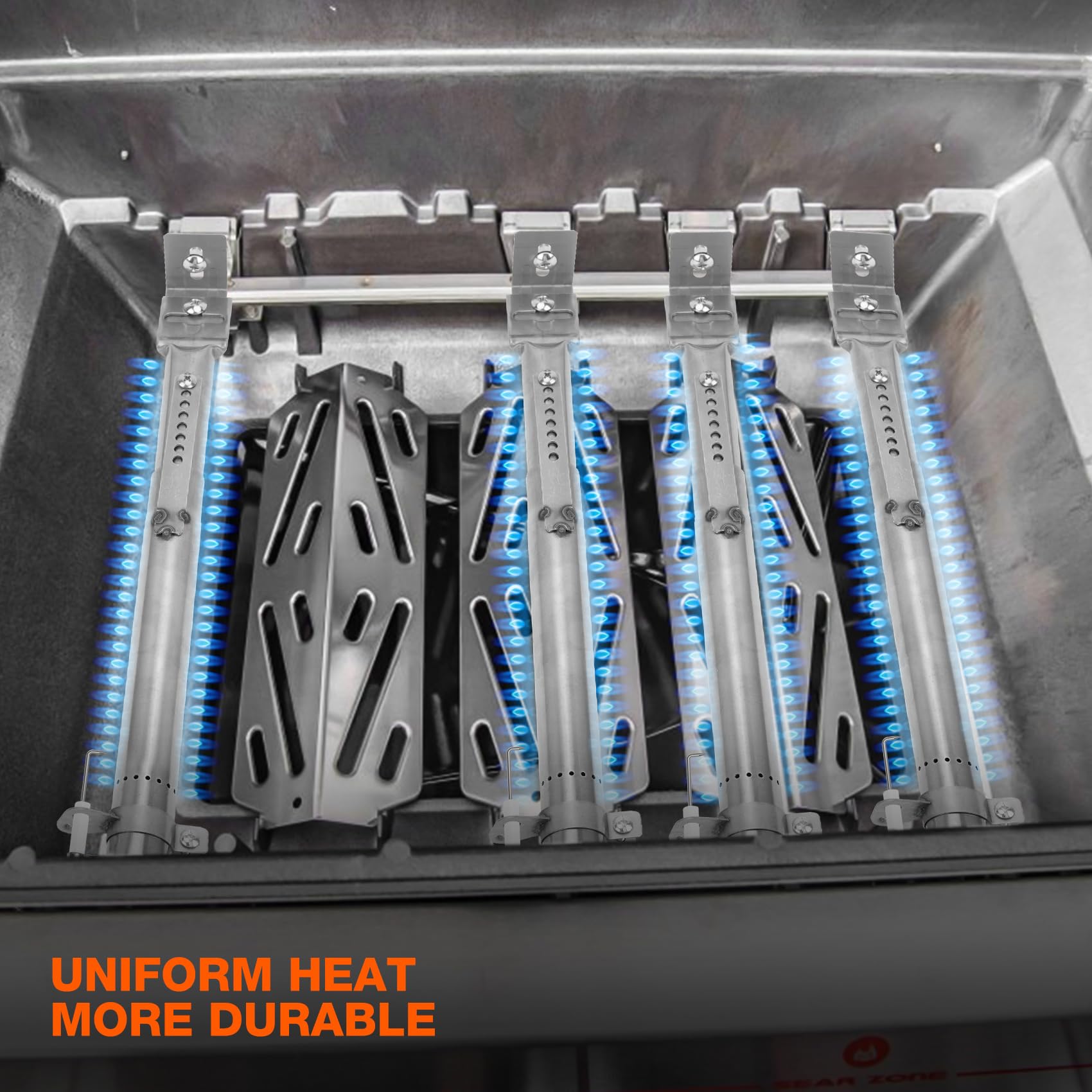 onlyfire Reemplazo del Tubo del Quemador de la Parrilla a Gas Universal, Acero Inoxidable, Extensible de 36 cm a 50 cm, diámetro 12 mm (4 Piezas)