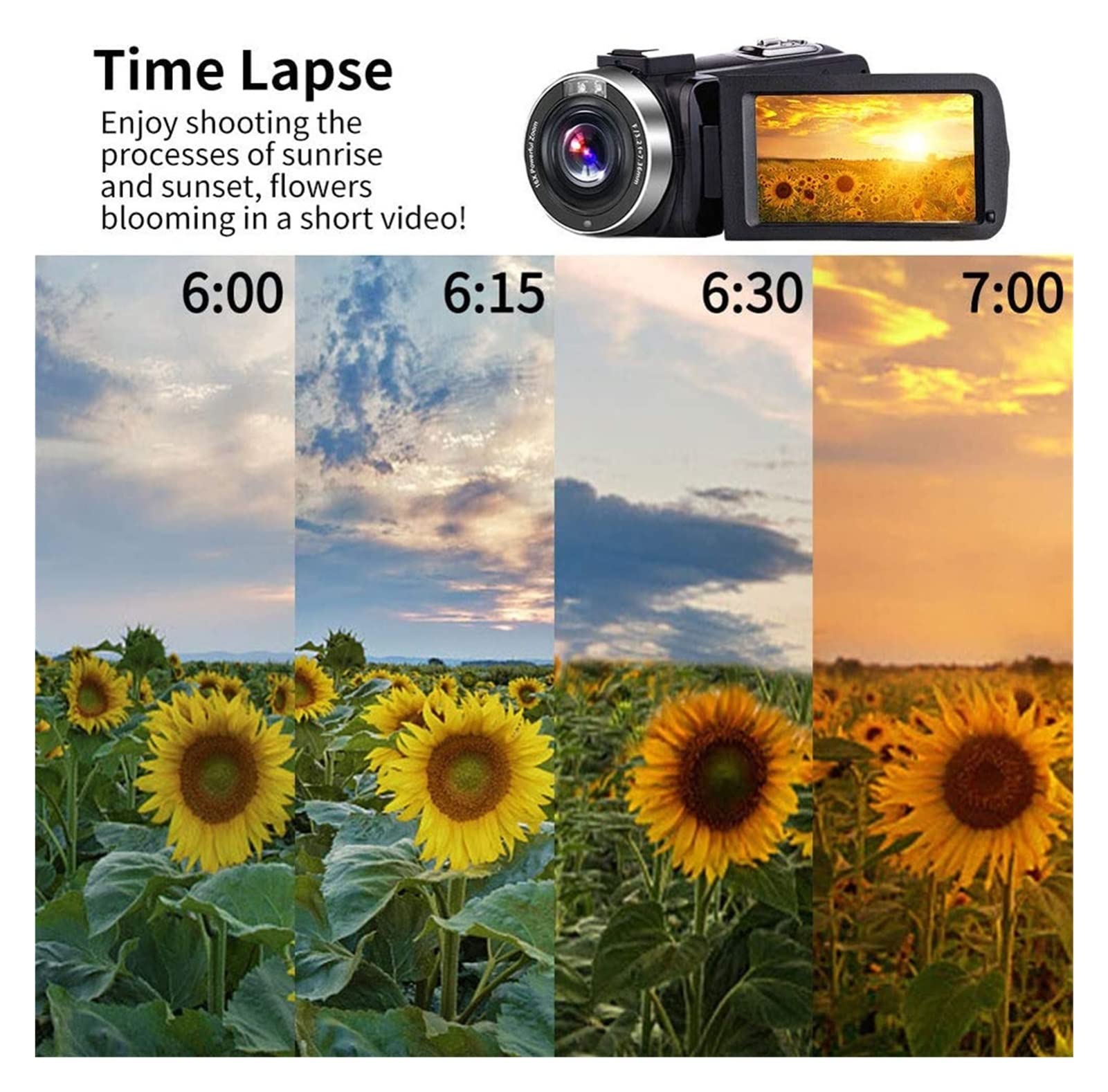Videocámara con cámara de vídeo Hd Video Cámara Videocámara WiFi Visión nocturna Vlogging Cámara for transmisión en vivo 4k 56mp 3.0 Cámara de cámaras web de pantalla táctil pulgada Videocámara digita