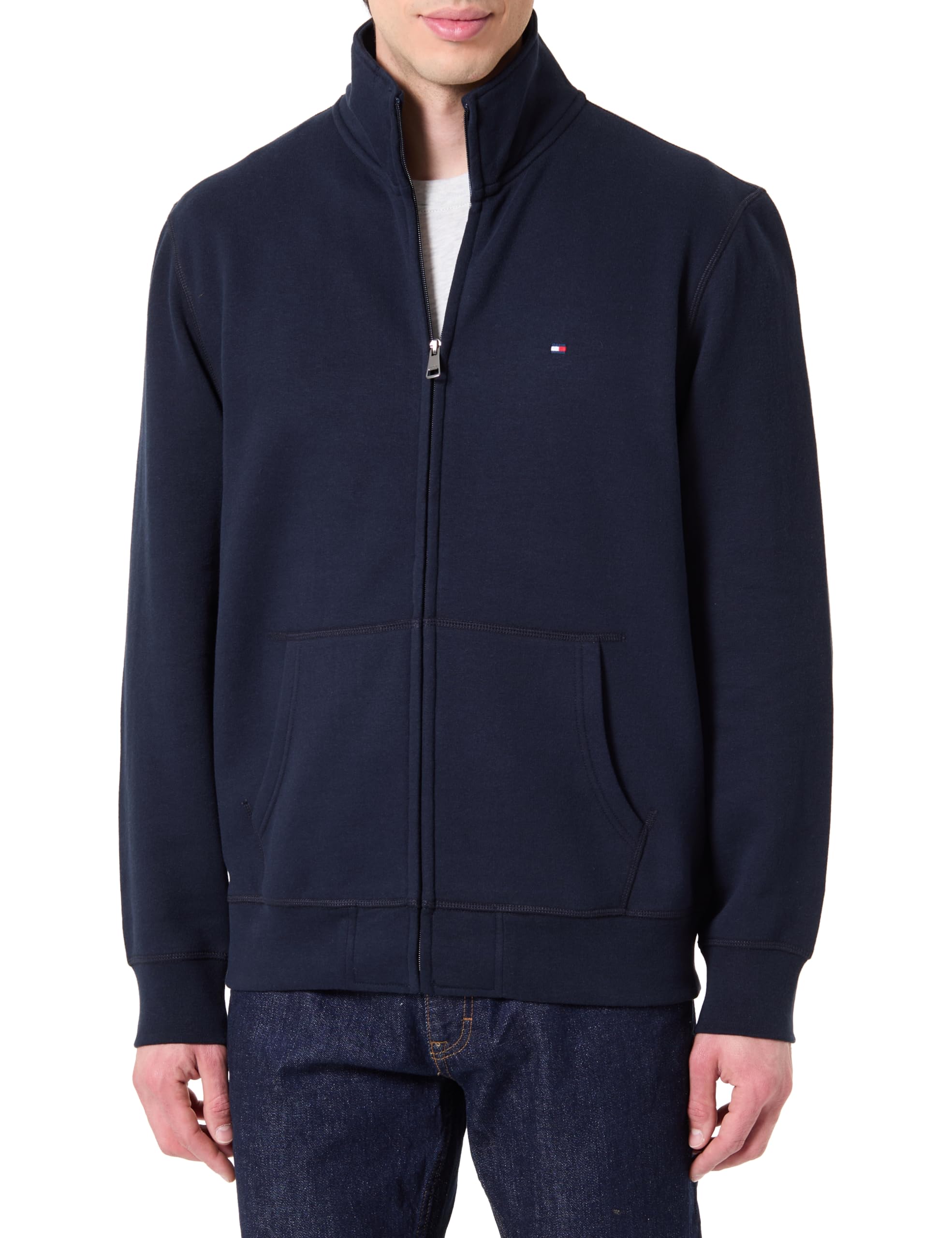 Tommy Hilfiger Herren Essential Fleece Stand Collar Mw0mw41759 Sweatshirt mit durchgehendem Reißverschluss (1er Pack)