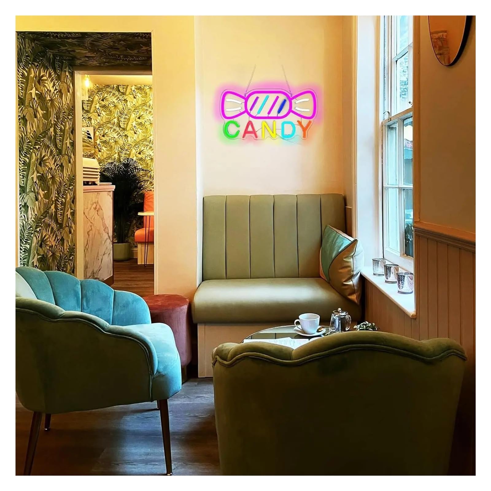 cartelli al neon personalizzati Luce Dimmerabile Per Insegna Al Neon Candy Per Candyland Store Lampada Da Notte Per Decorazione Artistica Per Camera Da Letto Per Feste 35cm×18cm