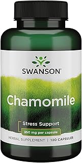 Swanson Chamomile Stress Support - Made with German Chamomile Flower - Herbal Supplement to Promote Stress, Relaxation and Sleep Support - Helps Easy Body and Mind - (120 Capsules)