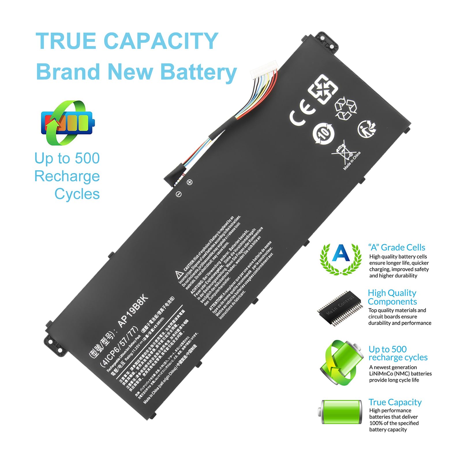 AP19B8K AP19B5K Akku für Acer Aspire 3 A315-56 A315-57 A315-57G A315-58 A315-58G A315-59 A315-59G A317-52 A317-53 A317-53G Extensa 15 EX215-54 EX215-54G
