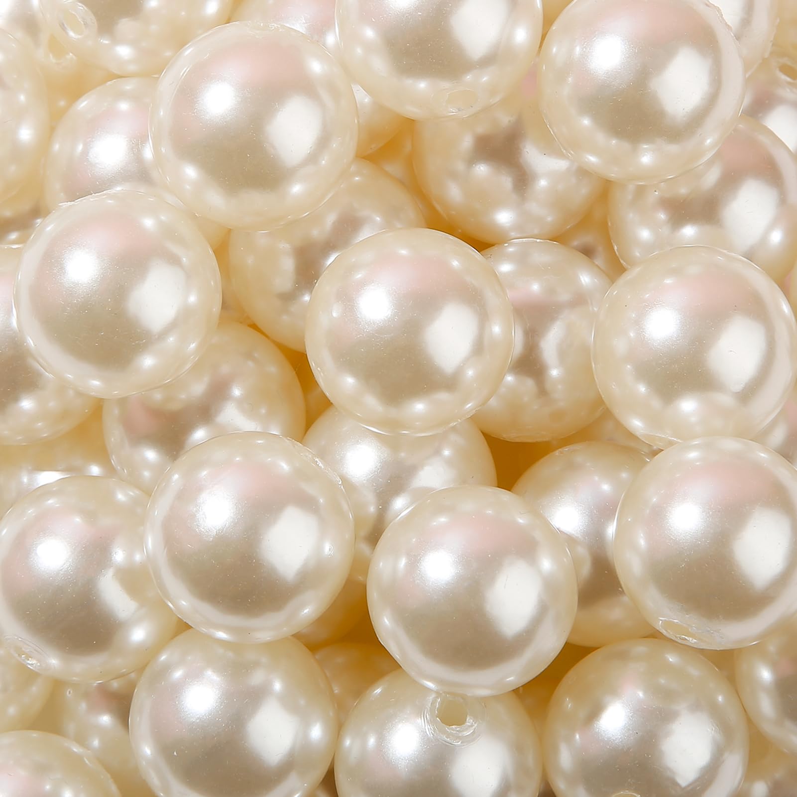 20mm Acrylic Beads - Color Round Chunky Bubblegum Beads for DIY Jewelry Making (White Pearl)
