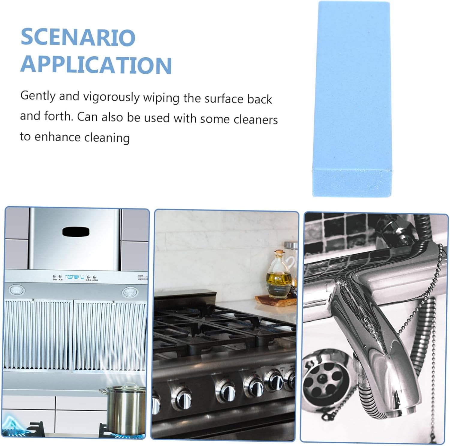 Rubber Cleaning Stone for Hard Water Stains Scouring Block for Bathroom Kitchen Fixtures Removes Limescale Water Spots Compact Blue Eraser