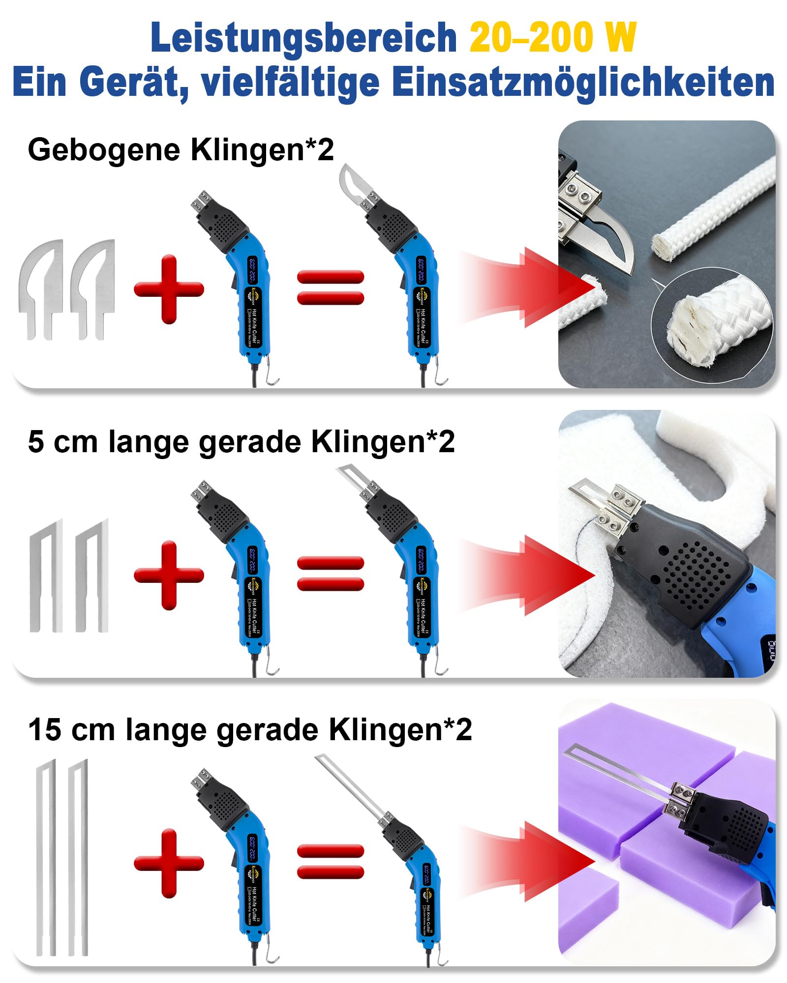 Komsepor Schaumschneider mit Schlitz (Blau – Temperaturanzeige – (Set mit geraden Klingen))
