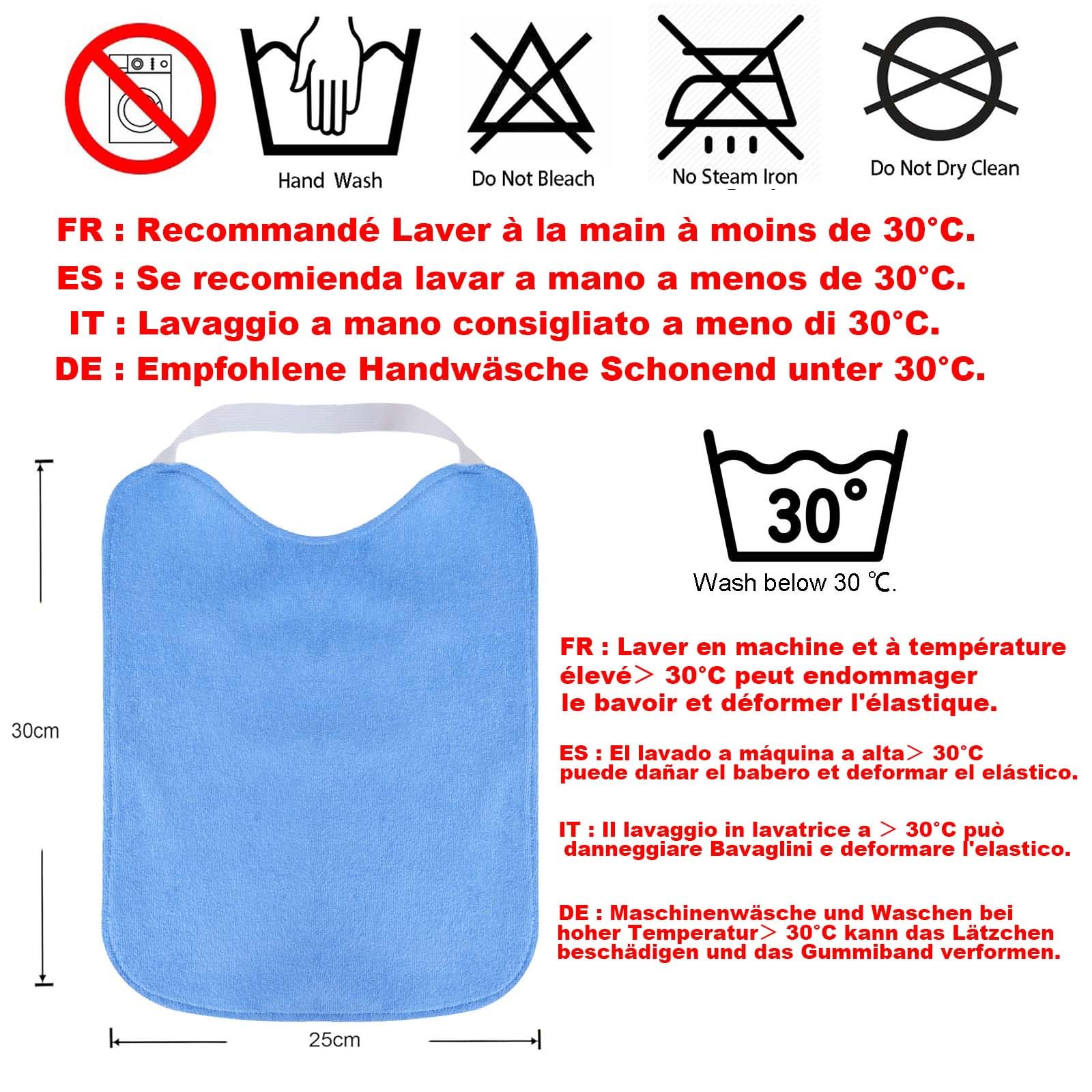 SLOSH Bavoir Imperméable Bébé Élastique Maternelle Lavable Grand Bavoir Bebe Enfant 0 3 ans avec Sangle Col Élastique pour Ecole