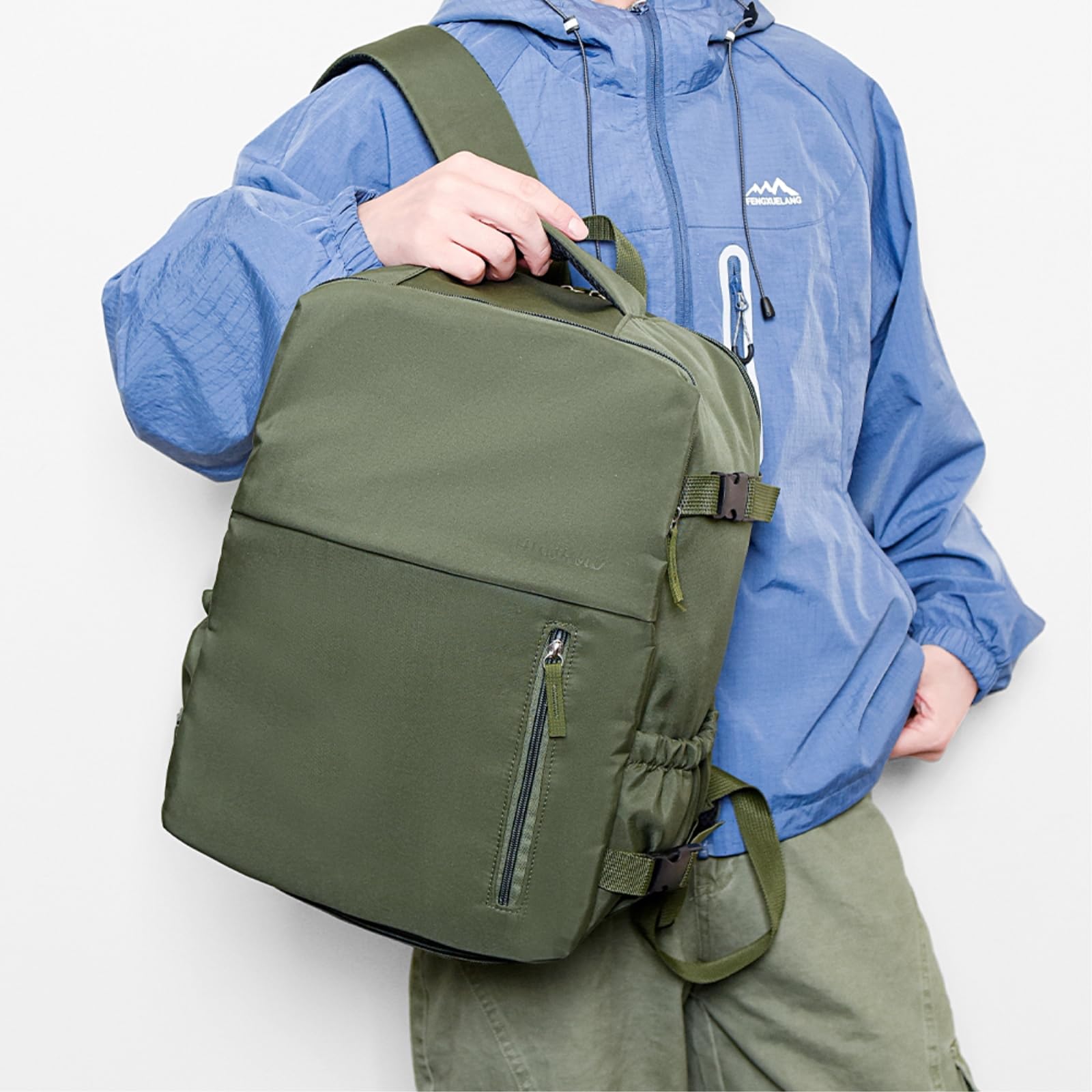 Kosmetiktasche 40x30x20cm Reise Rucksack Kabinentasche Auf Untersitz Flugtasche-Army Green