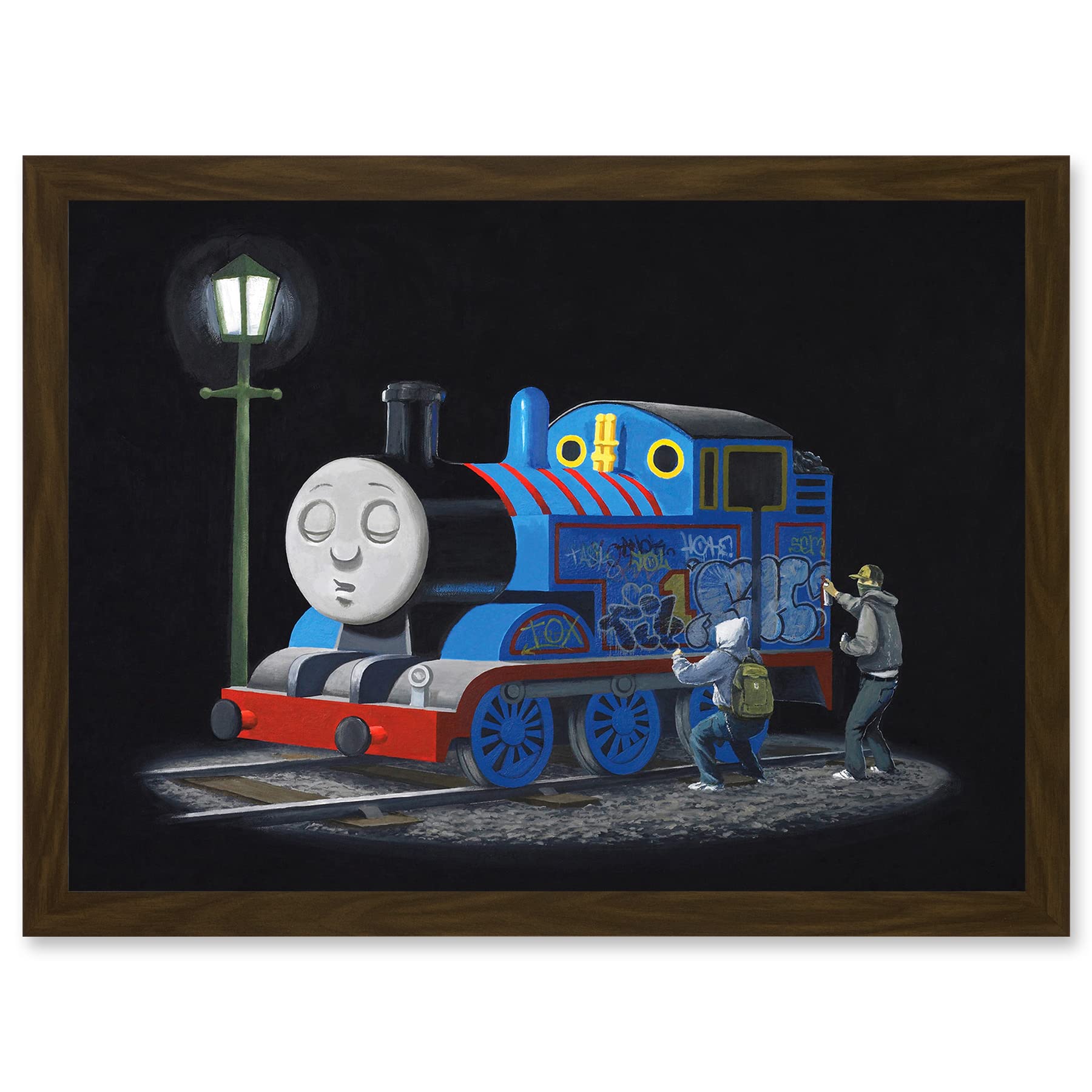 Artery8 Banksy Thomas Tank Engine Graffiti Street Artwork Framed Wall Art Print A4