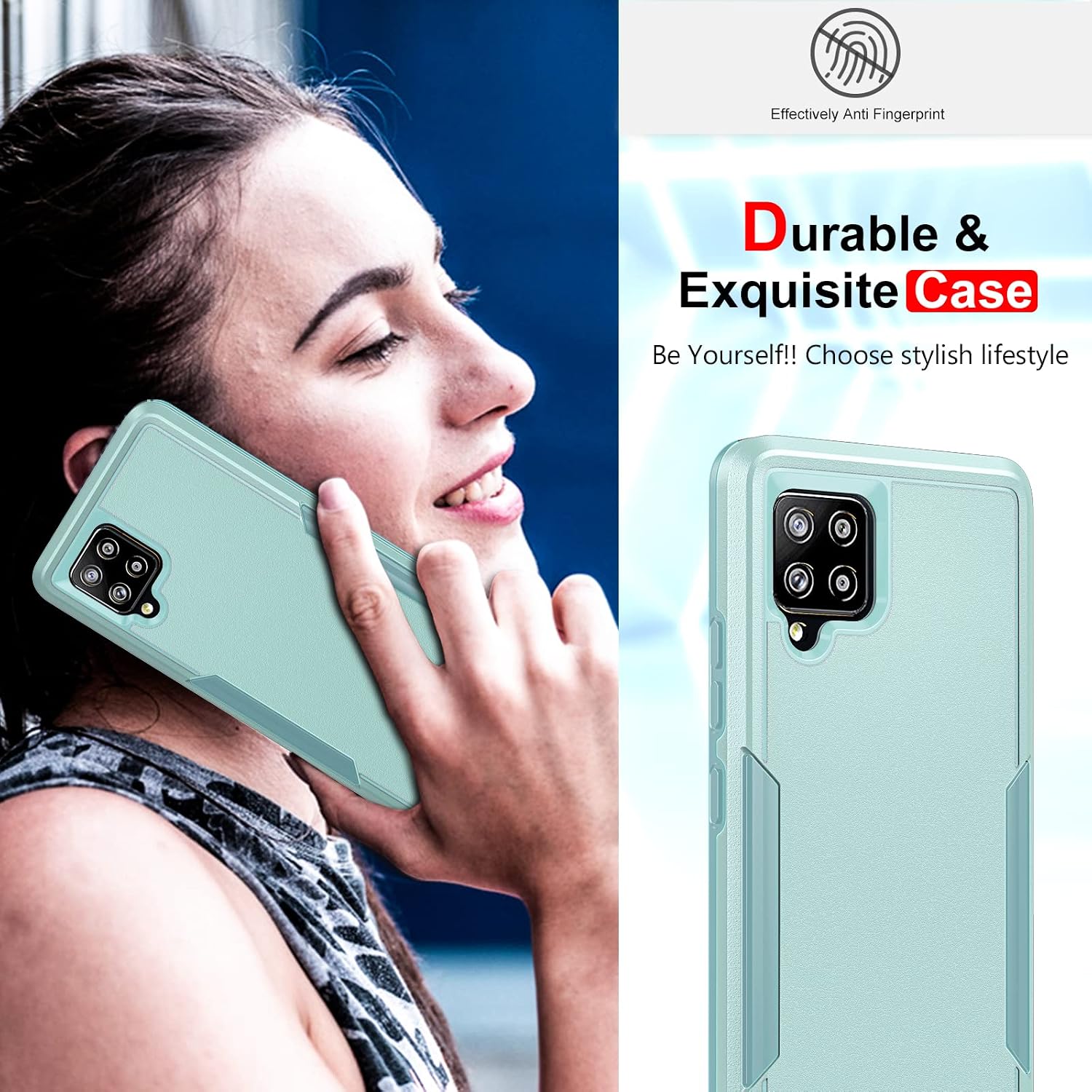LeYi Galaxy A42 5G Case, Samsung A42 5G Phone Case with 2 Pcs Tempered Glass Screen Protector for Girls, 360°Protect Rugged Fallproof Commuter Matte Non-Slip Case for Samsung Galaxy A42 5G Mint Green