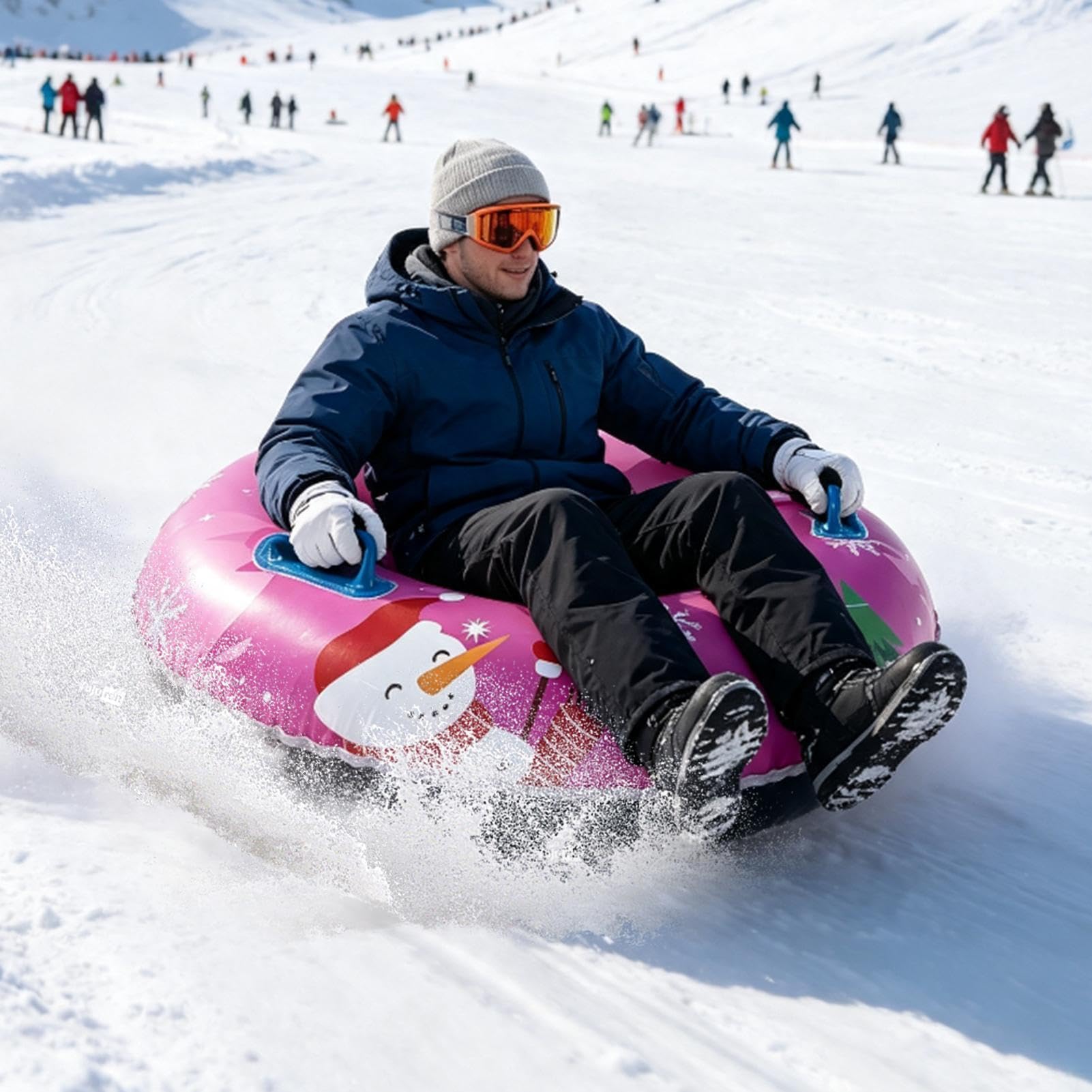 Bouée De Neige Tube Gonflable Rond De Glisse sur Neige avec Poignée | Anneau Luge Hivernal Pour Fêtes, Sports D'Hiver En Extérieur, Allées, Trottoirs, Piscine, Plage