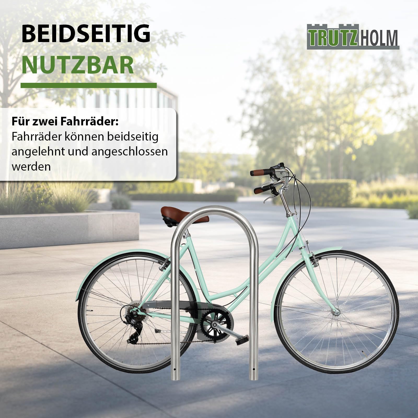 TRUTZHOLM Fahrradanlehnbügel Fahrradständer Edelstahl 115x58 cm Ø 60mm | Anlehnbügel, Anlehnständer, Poller, Baumschutzbügel