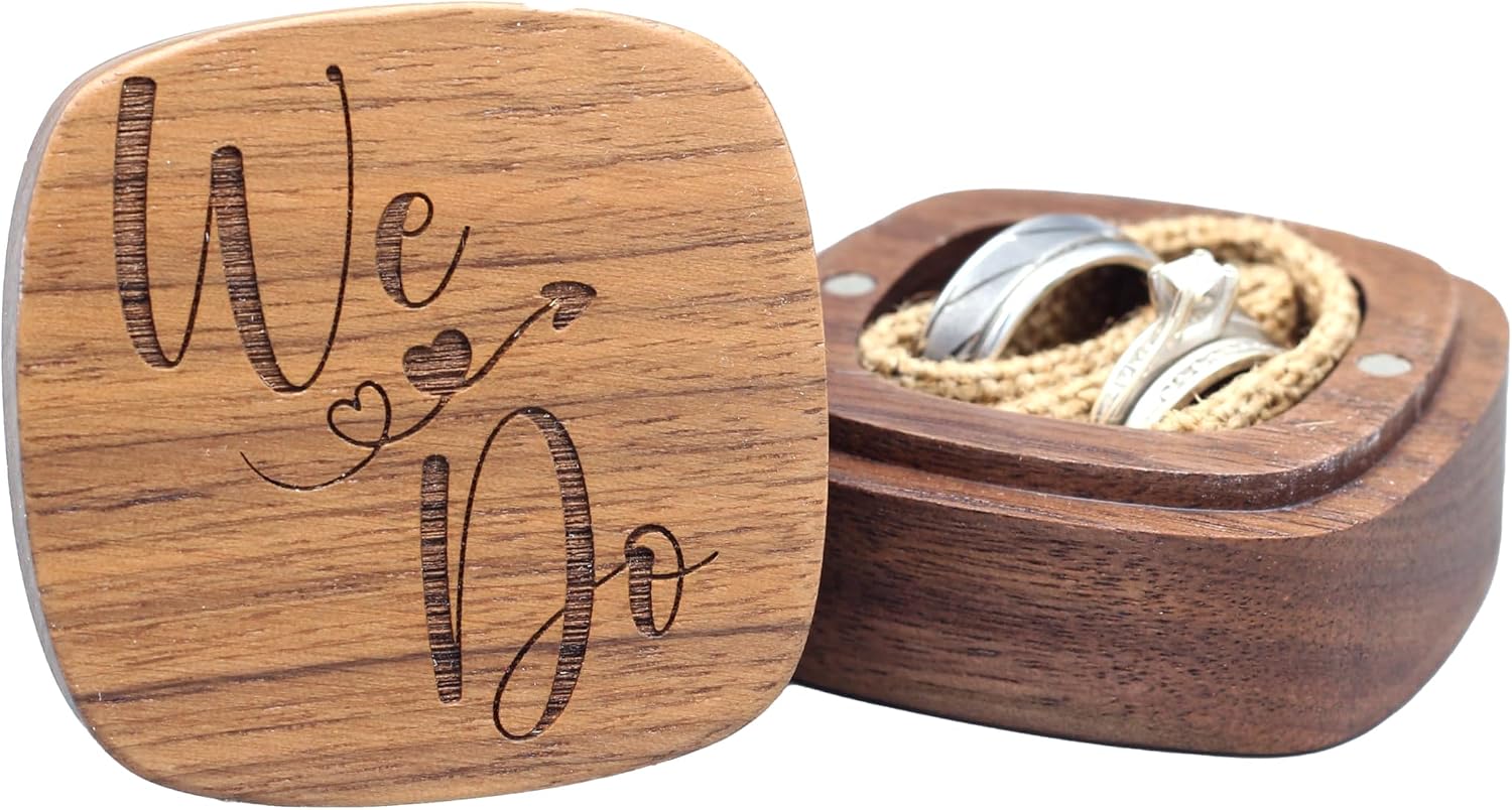 We Do Ring Box, Wooden Ring Bearer Box, Proposal (Heart and Arrow Design)
