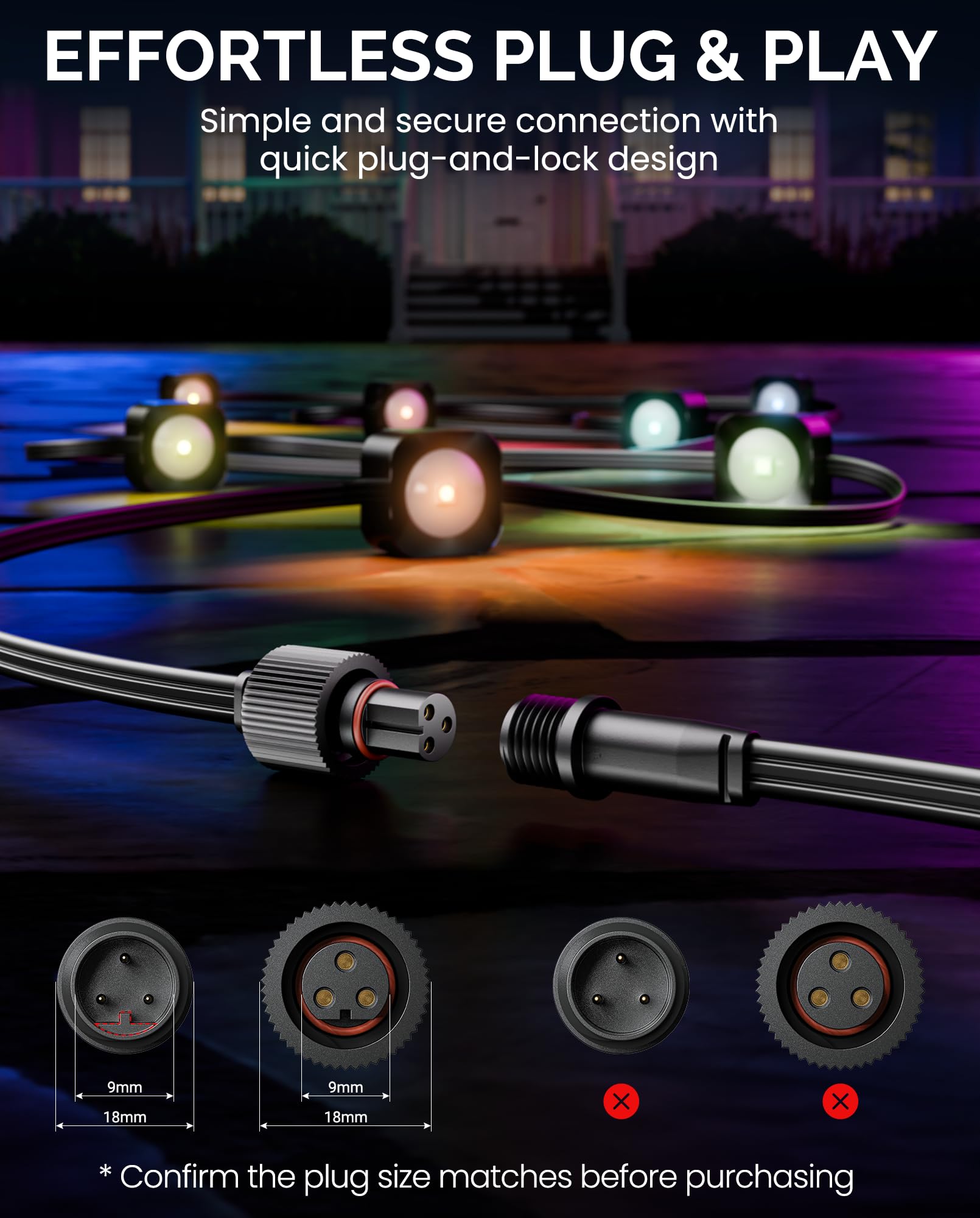 Cable de extensión de 10 pies para Govee serie de luces permanentes para exteriores, cable de extensión impermeable para Govee H705A H705B H705C, H705D H705E H705F, H706A H706B H706C, H805A