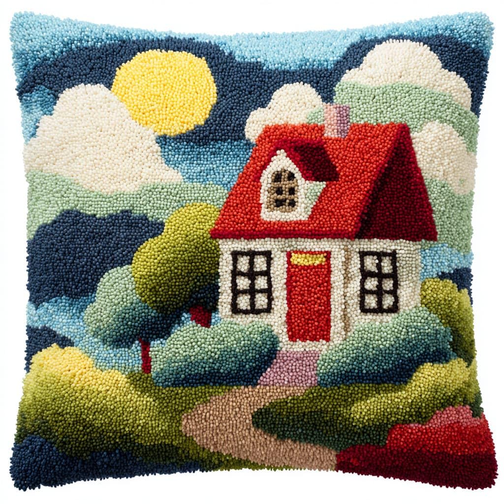 Henypt DIY Latch Hook Cushions Kits, Country Cottage