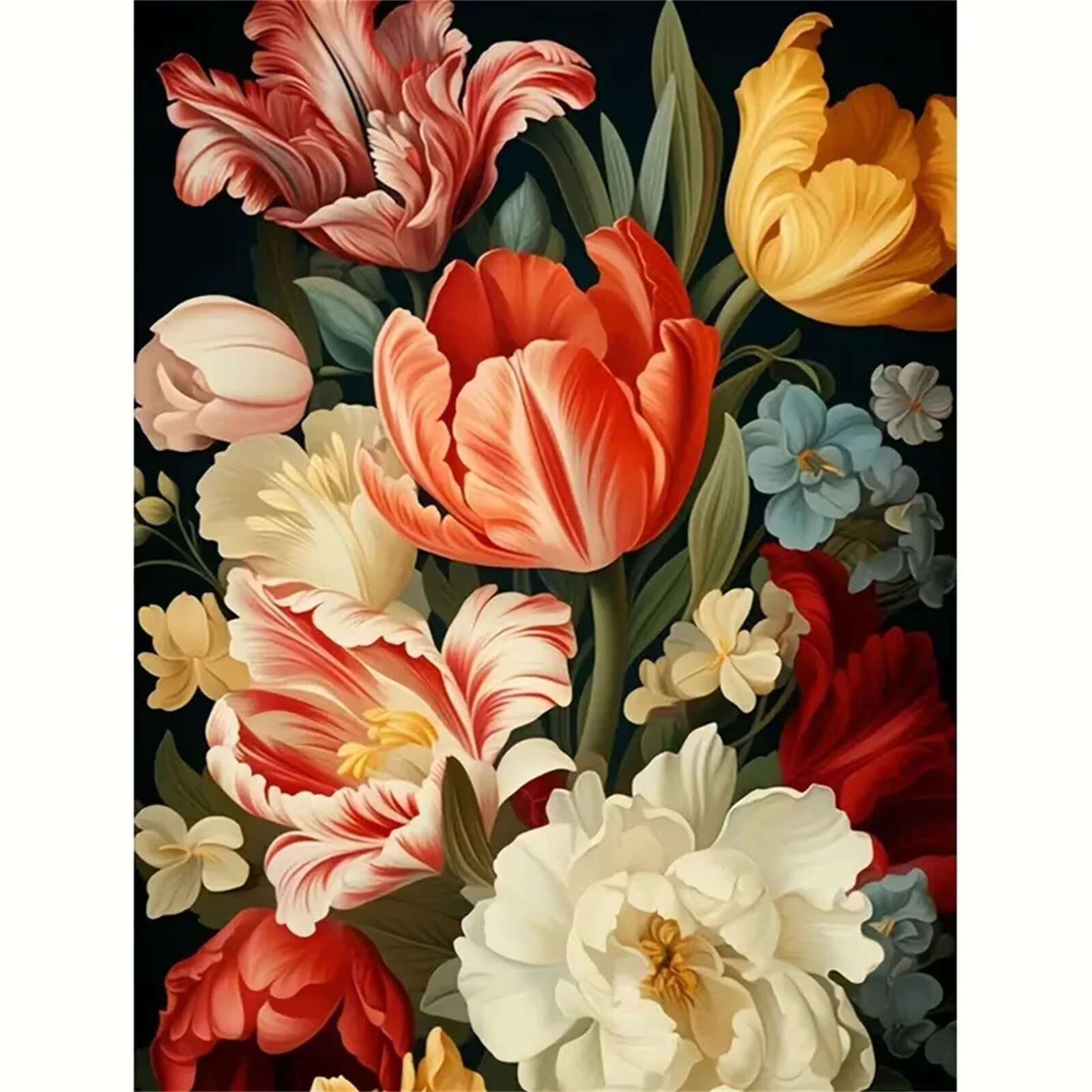 Yoonqun Hermosas flores Pintar por Numeros con marco DIY Cuadro Con Números Kit de Pintura al óLeo Digital para Adultos de Lienzo Paint by numbers Kits Manualidades para Hogar Decoración 60x75 cm