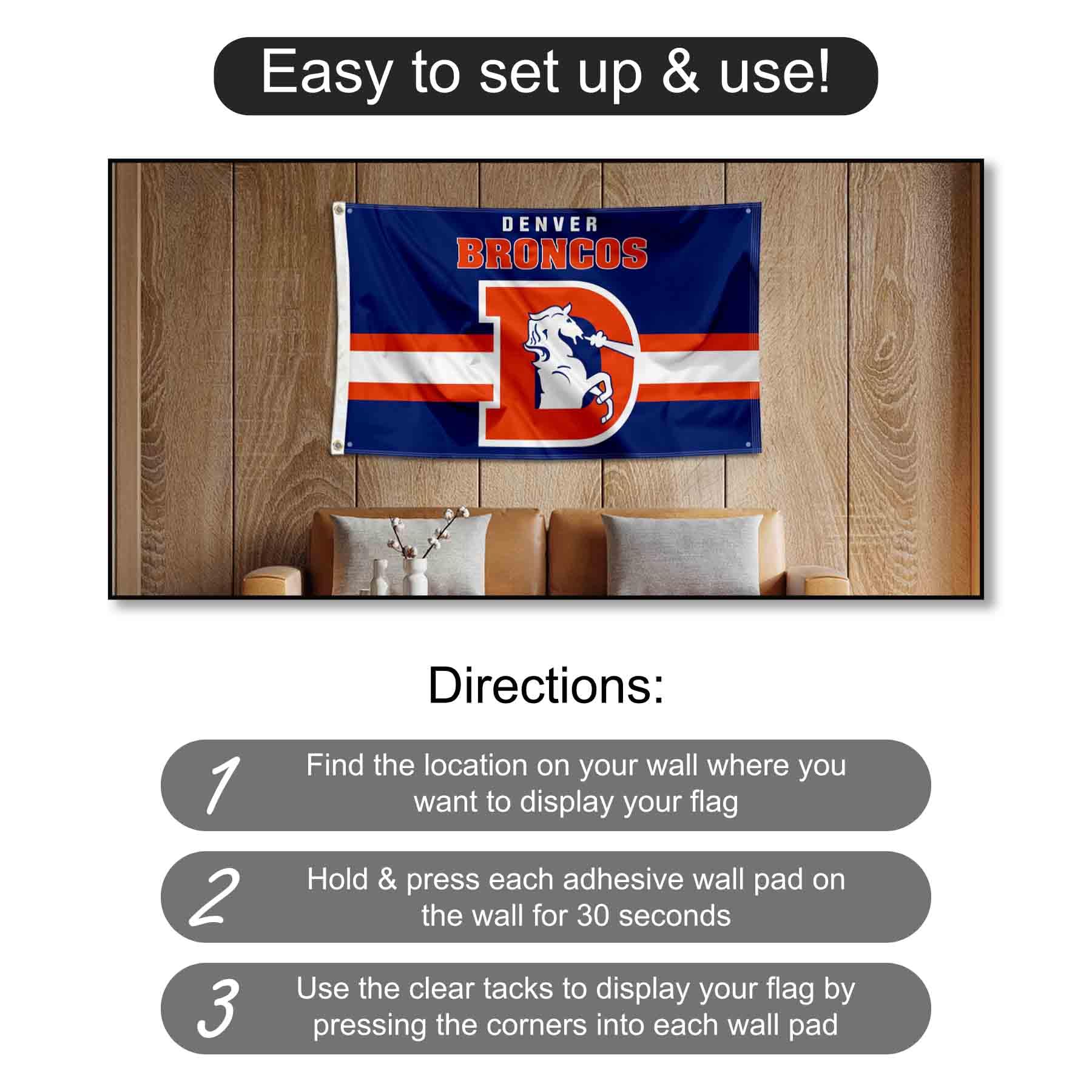 Denver Broncos Banderole rétro vintage et tapisserie murale