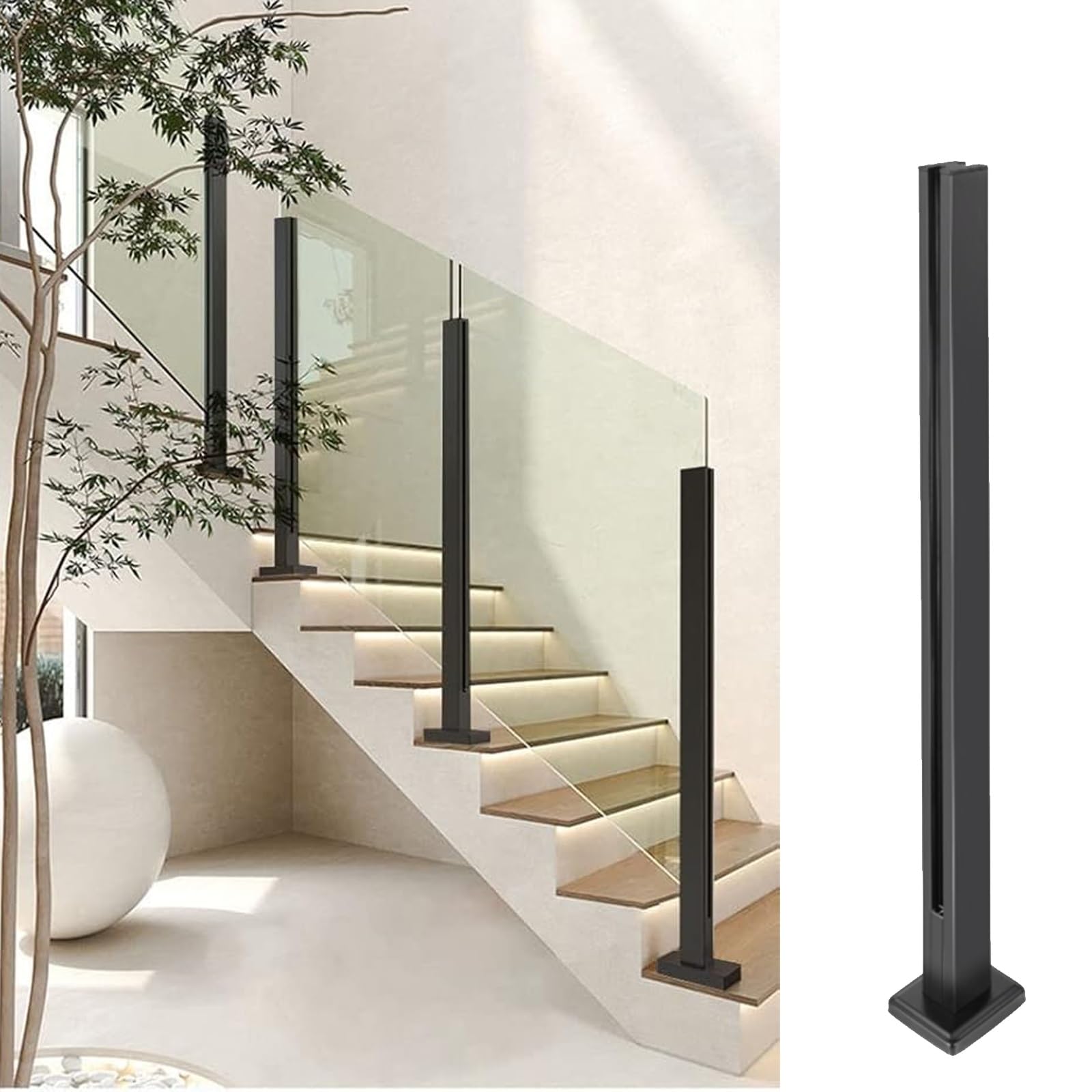 Système de garde-corps noir à personnaliser pour sécuriser un escalier intérieur